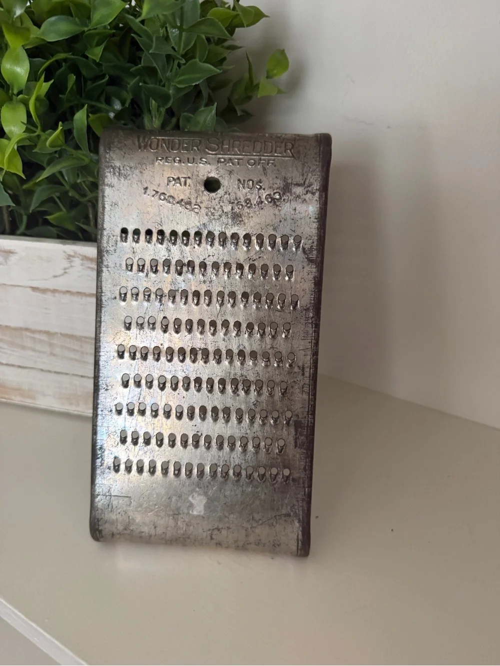 Antique 1930s Wonder Shredder Metal Food Grater Primitive Farmhouse Kitchen